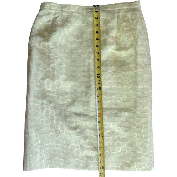 Vintage M Daquin Paris Yellow Jacquard Skirt Suit Set Mod Retro 60s Boxy Jacket - Picture 10 of 12